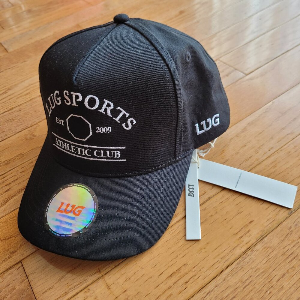 NWT LUG Sports Athletic Club Mesh Trucker Hat Black Snapback One Size